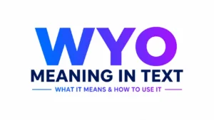 WYO meaning in text banner with bold modern typography explaining the popular chat slang acronym WYO, designed for an educational blog post about texting abbreviations.
