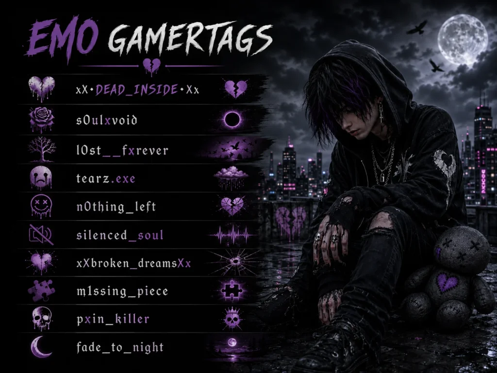 180 Emo Gamertags: Dark and Aesthetic Ideas