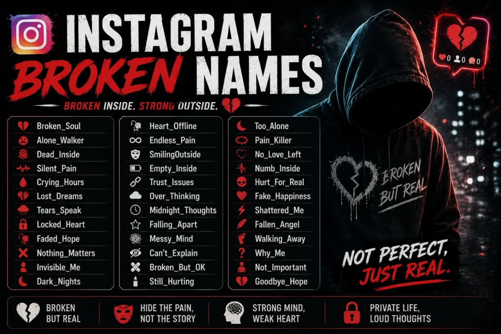 Instagram Broken Names: 250+ Sad & Aesthetic Ideas