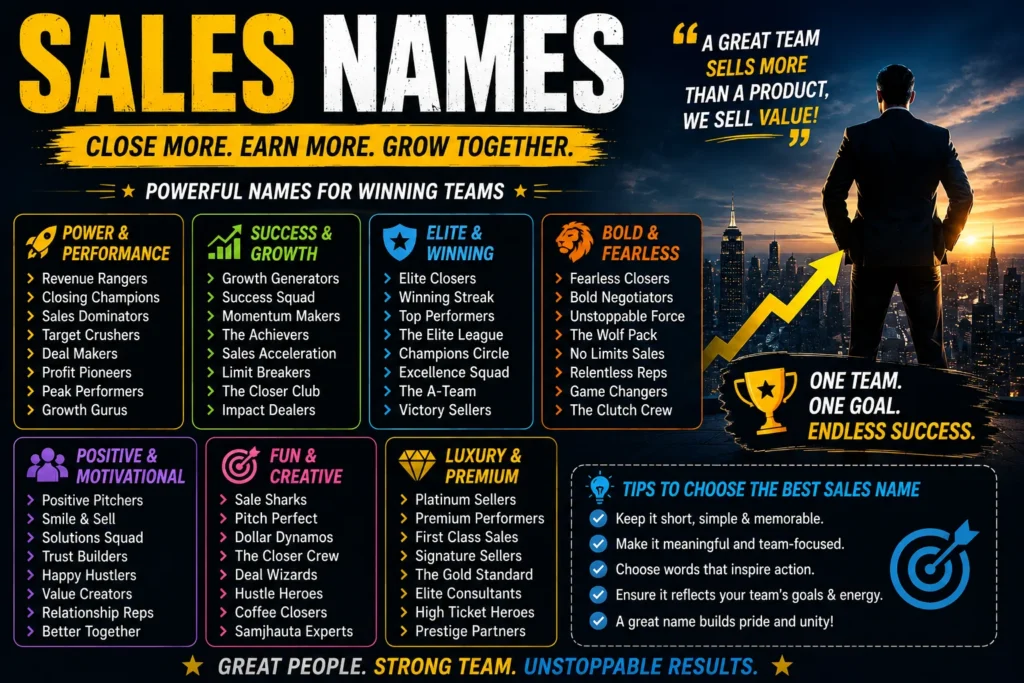 Sales Names: 200+ Funny, Powerful & Creative Team Ideas