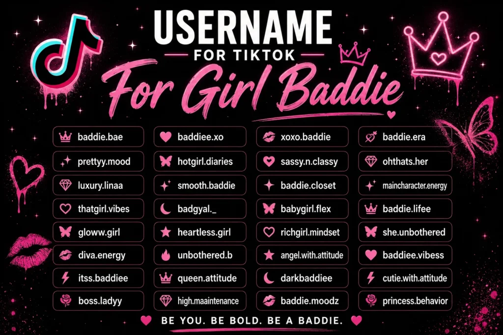 200+ username for tiktok for girl baddie: Cute & Trendy