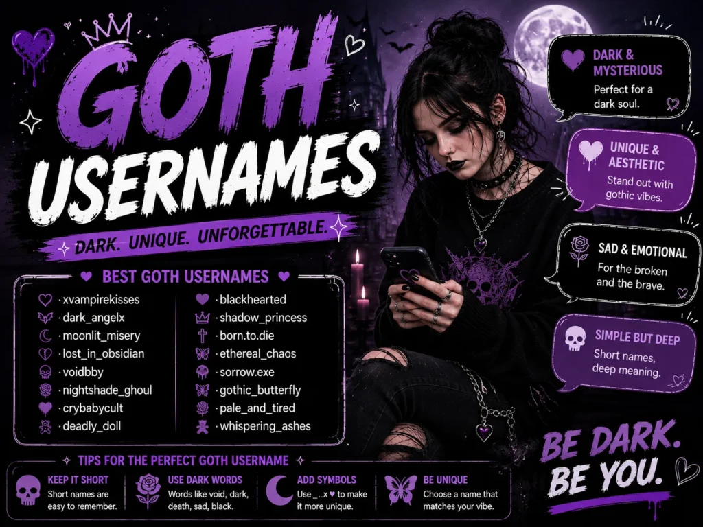 Usernames Goth: 200+ Dark & Aesthetic Goth Names