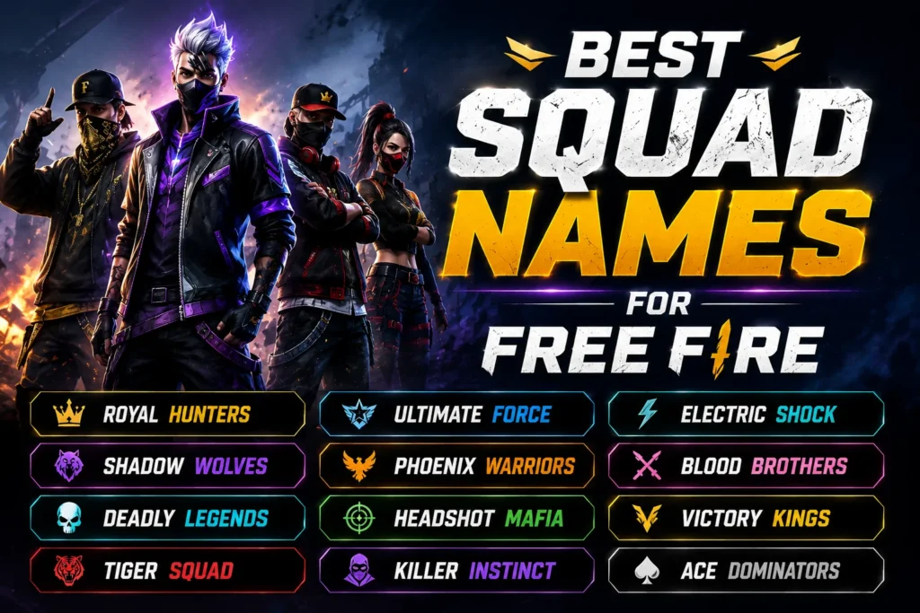 Best Squad Names for Free Fire: 250+ Cool Team Ideas